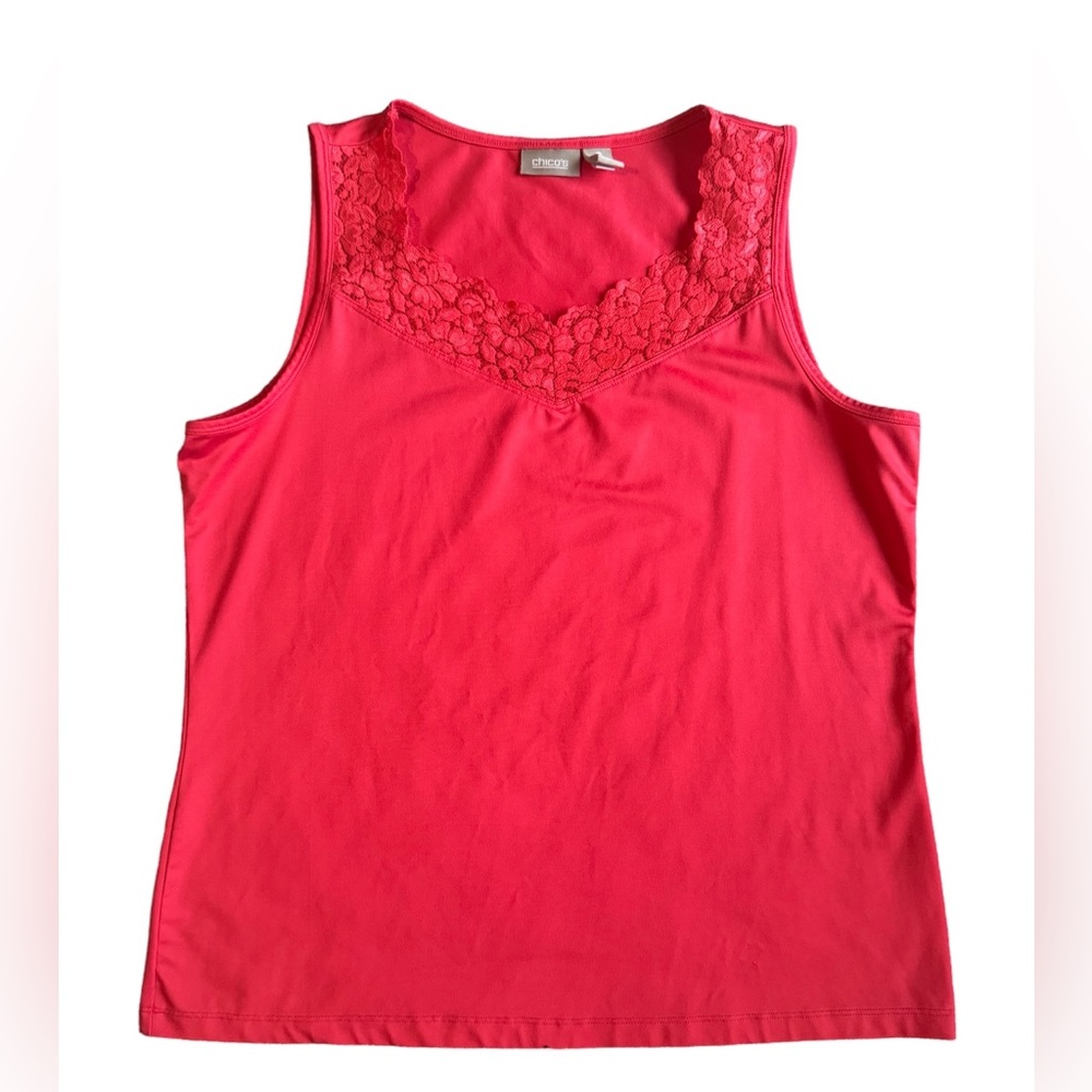 Chico's Camisole Candy Pink Camy Lace Timeless Tank Womens Size 2
